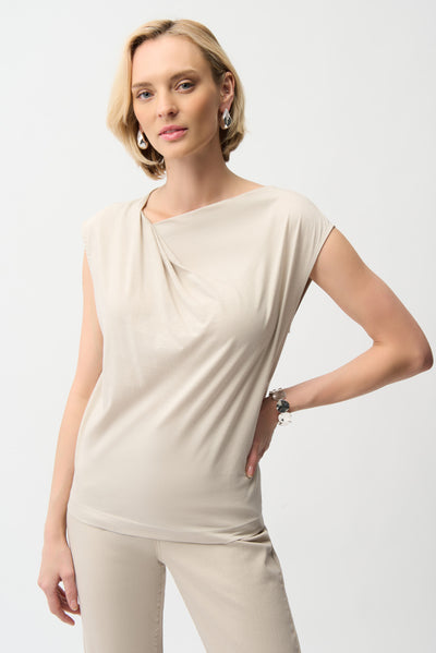 Cotton Top With Asymmetrical Collar Joseph Ribkoff