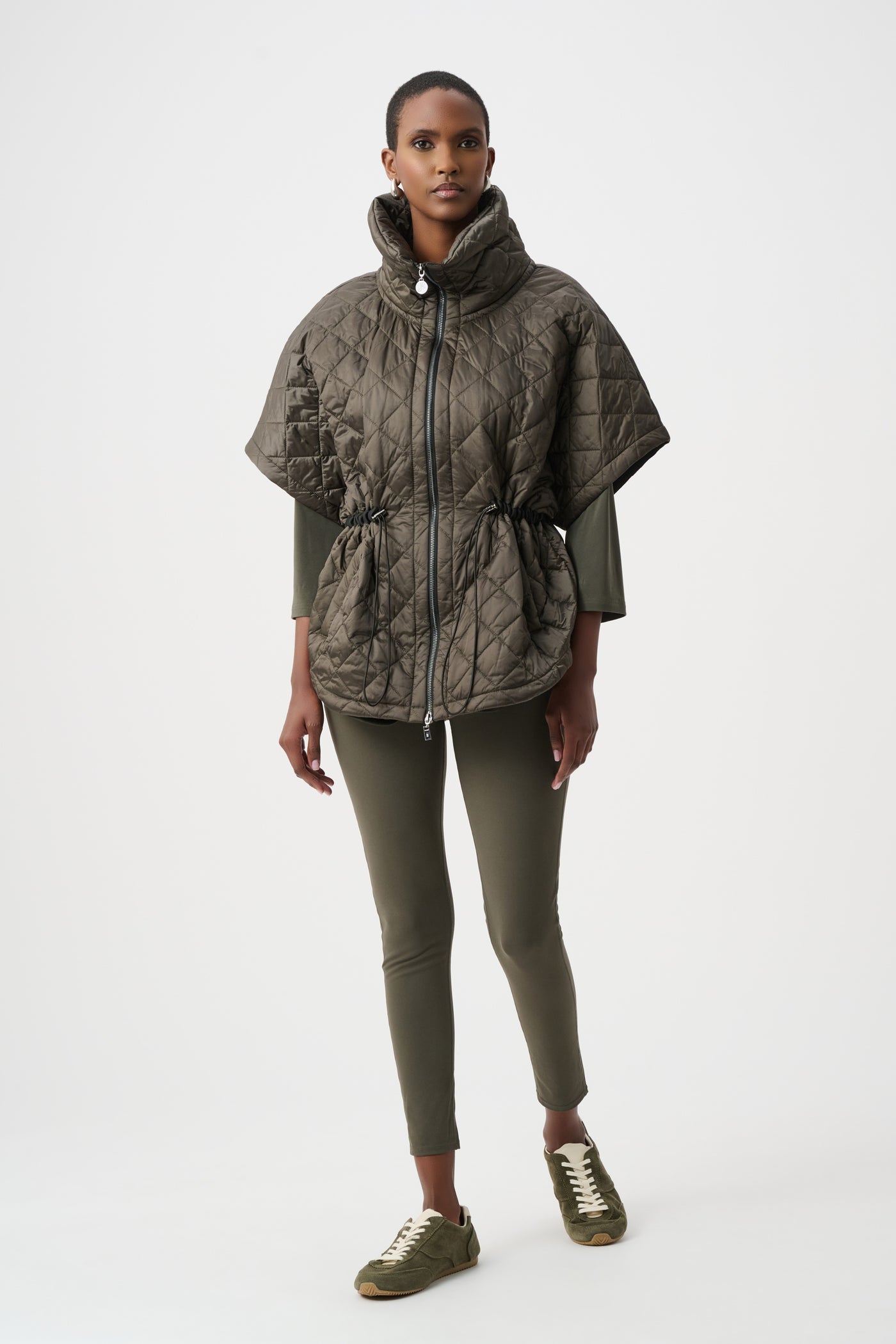 Joseph Ribkoff Quilted Nylon Shawl-Neck Boxy Vest 263643 – Dream Pants