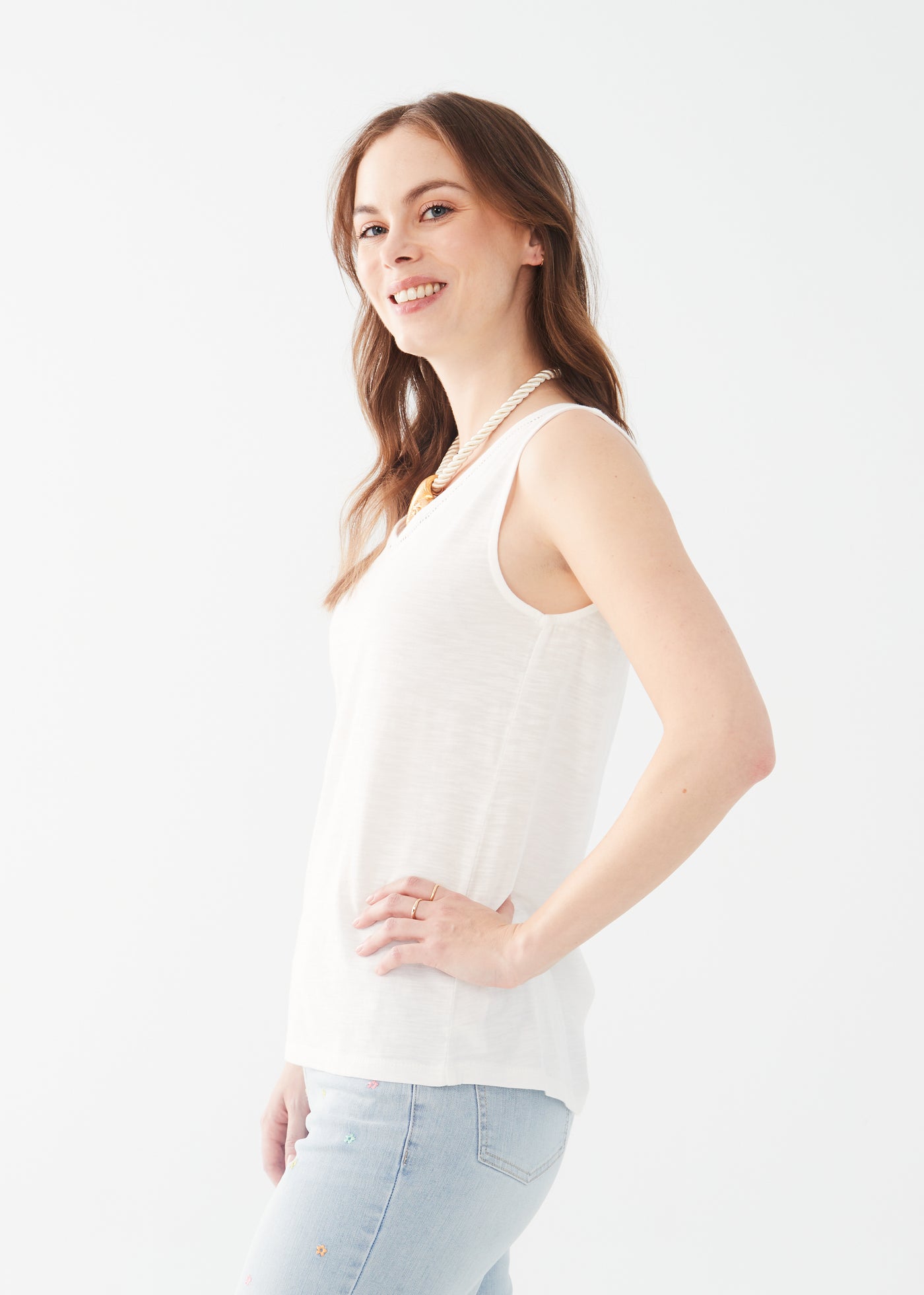 French Dressing Jeans Sleeveless V-Neck Top 