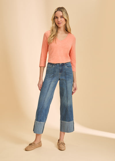 3/4 Sleeve V-Neck Top French Dressing Jeans