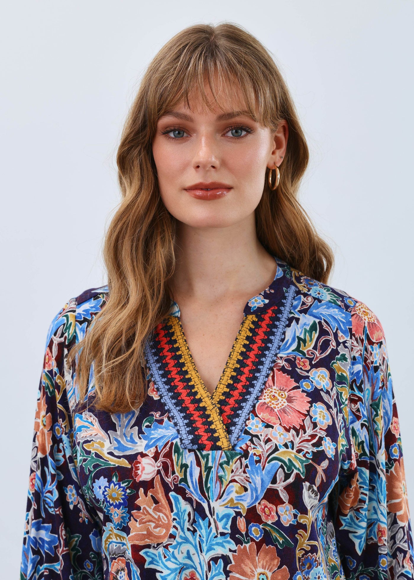 3/4 Sleeve Embellished Neck Top - Dream Pants