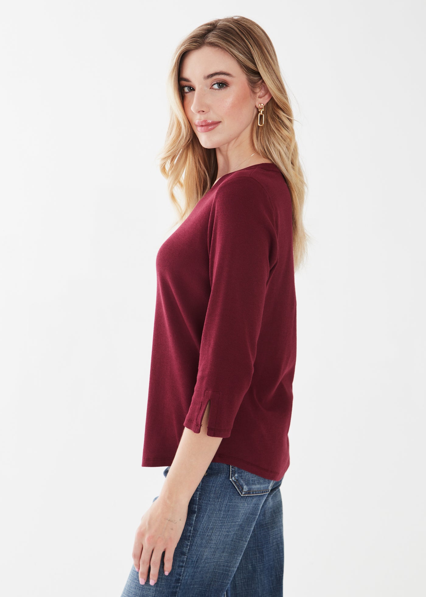 French Dressing Jeans 3/4 Sleeve Scoop Neck Top 