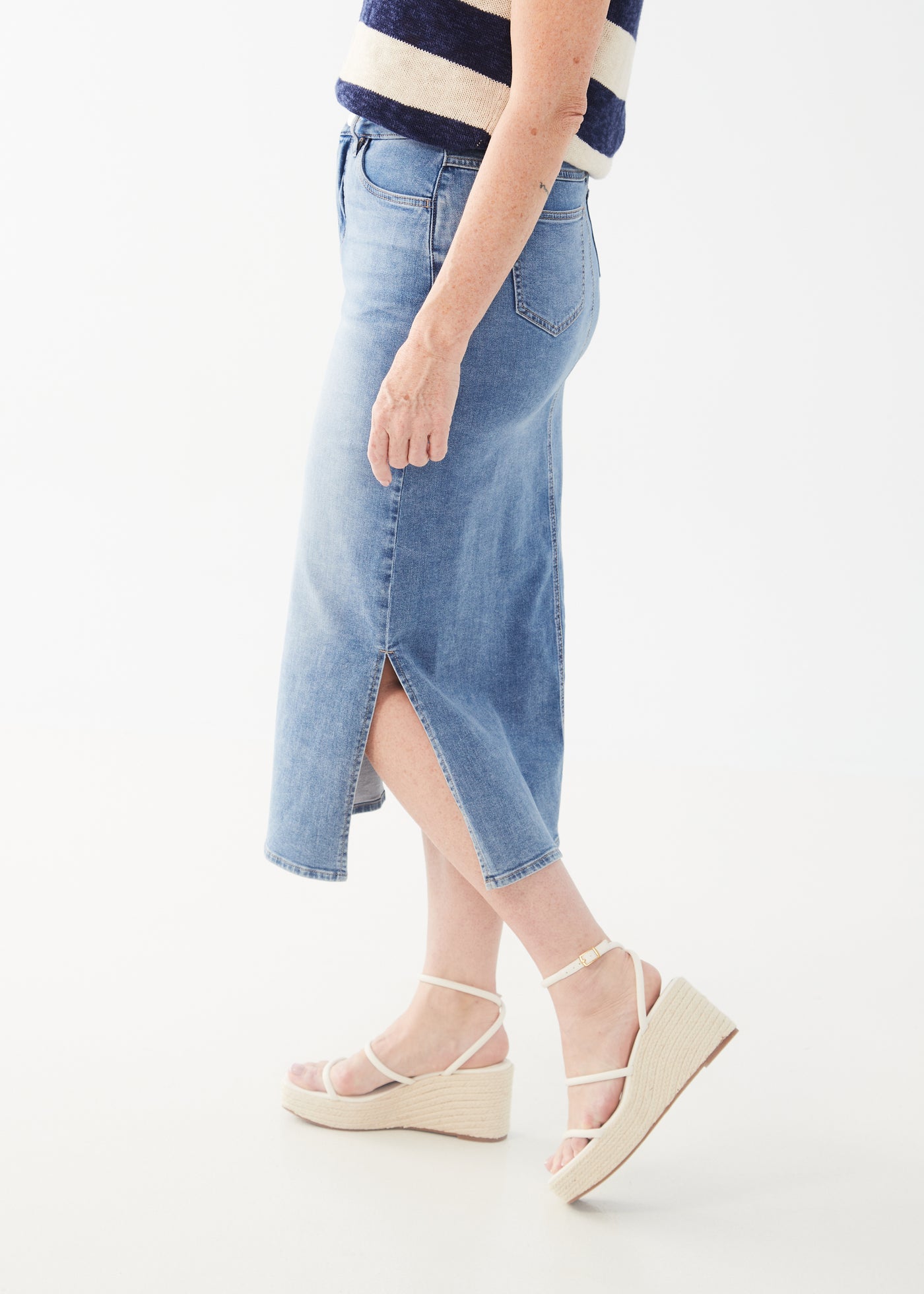 French Dressing Jeans Column Midi Skirt 