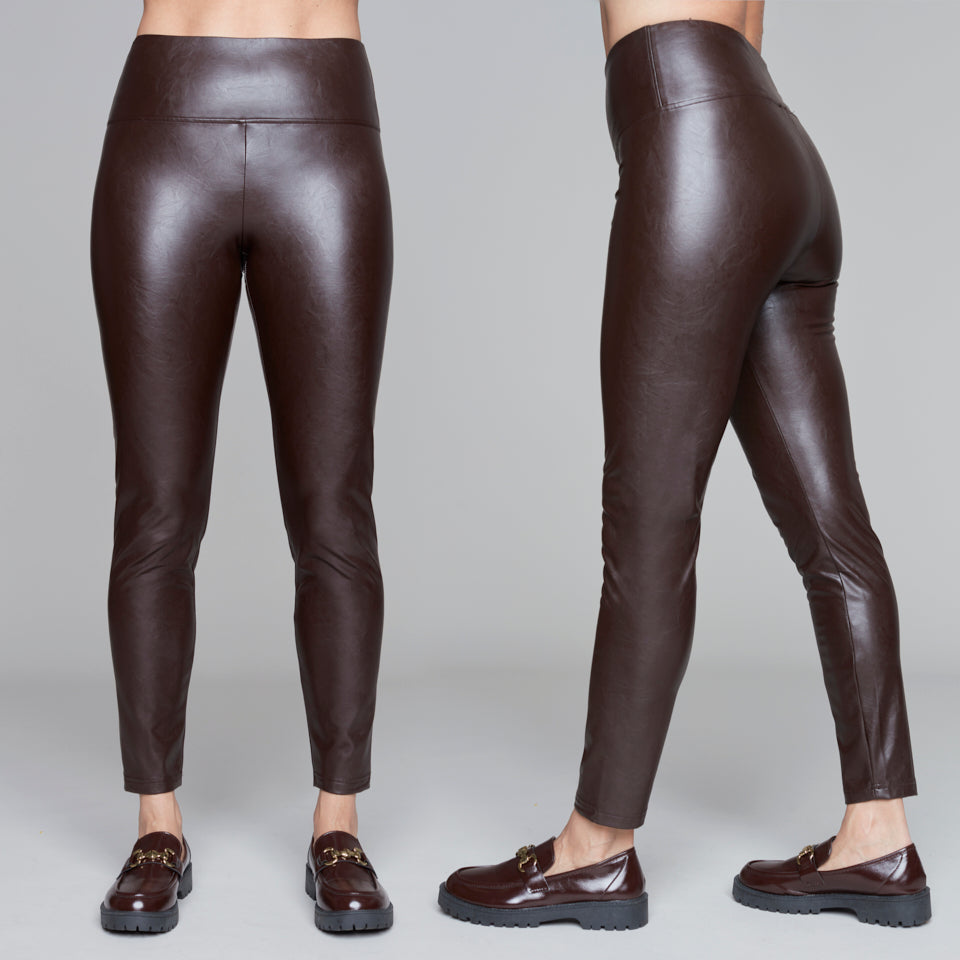 Pull On Faux Leather Legging Carre Noir