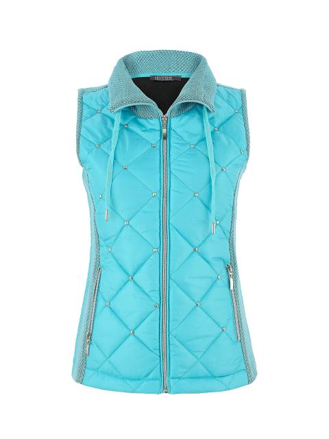 Quilted Zip-Up Vest with Stud Accents Dolcezza