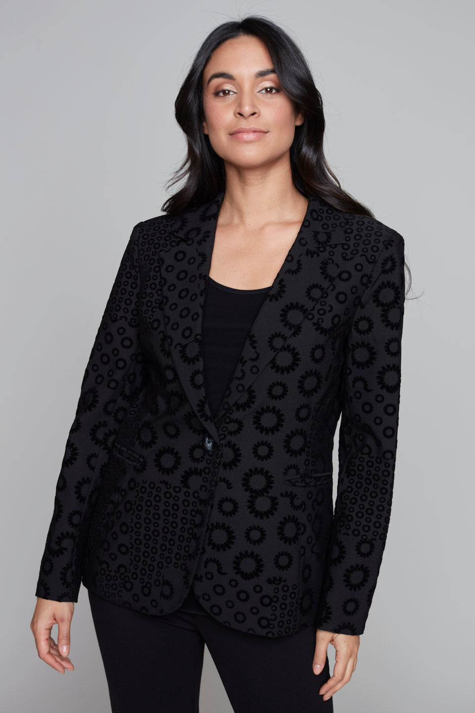 Printed Blazer Carre Noir