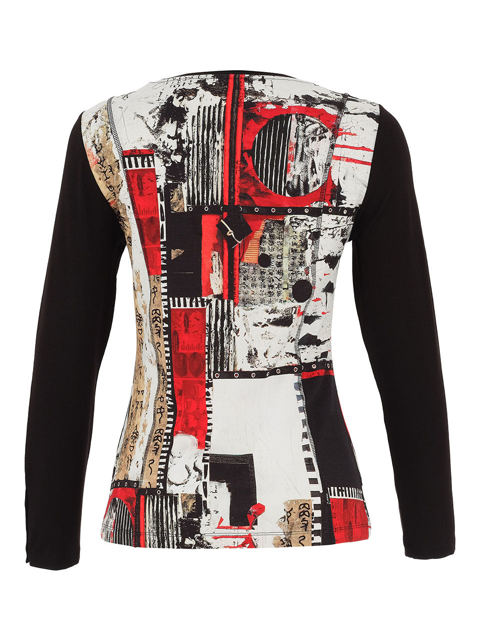 Abstract Patchwork Print Long Sleeve Top Dolcezza