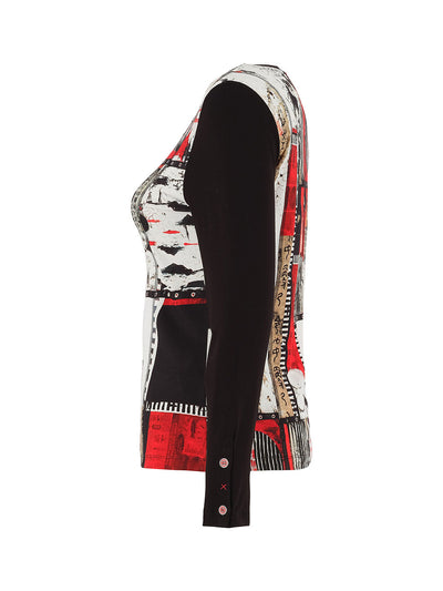 Abstract Patchwork Print Long Sleeve Top Dolcezza