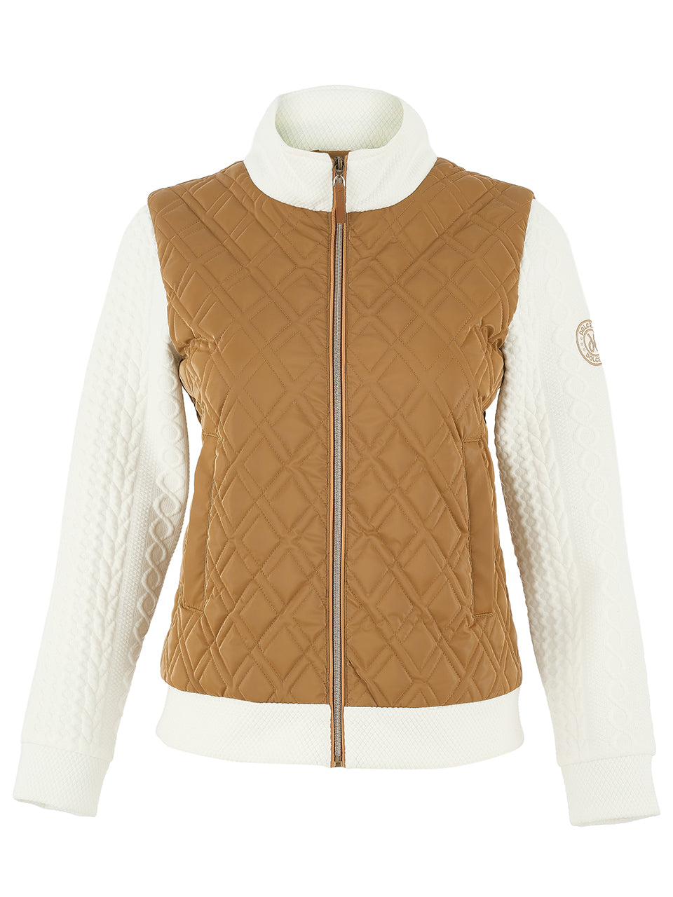 Quilted Zip-Up Jacket with Contrast Knit Sleeves Dolcezza