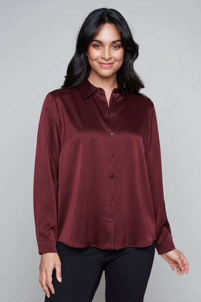 Blouse with Roll Sleeve Tabs Carre Noir