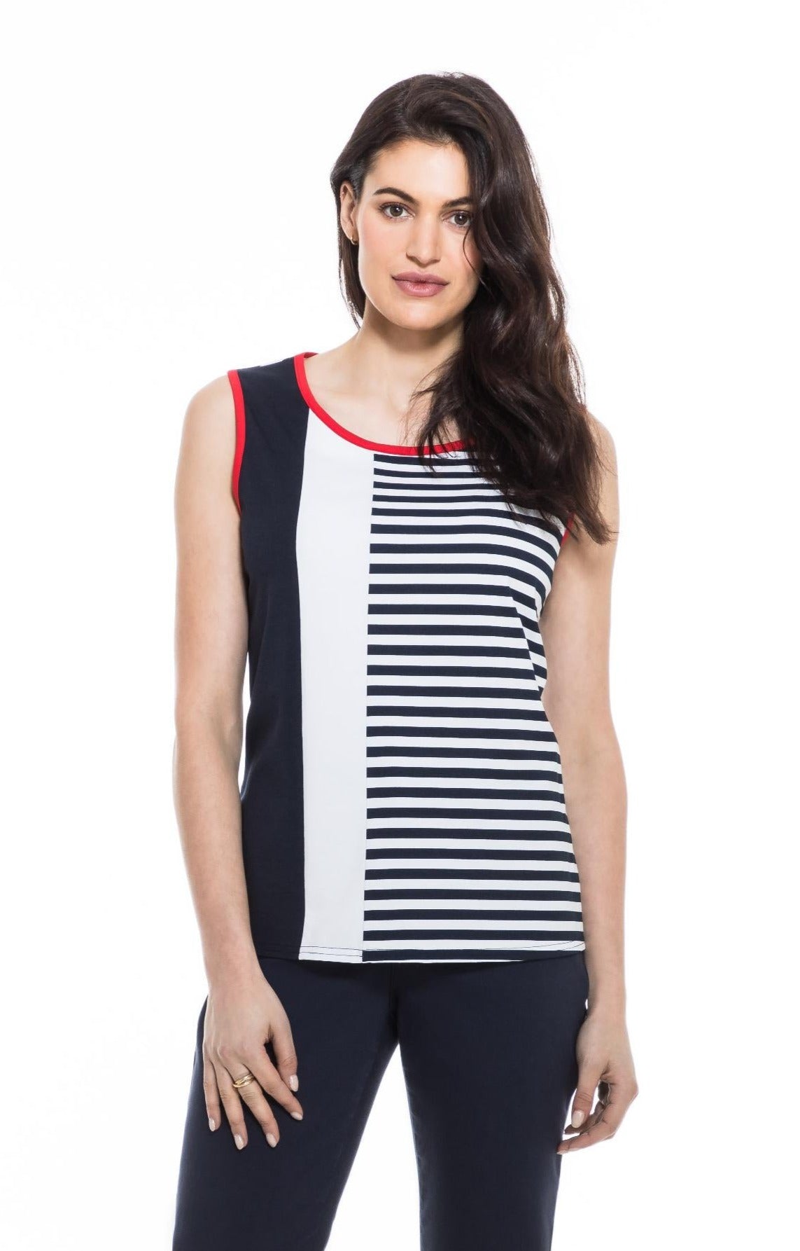 Striped Sleeveless Top Orly Apparel