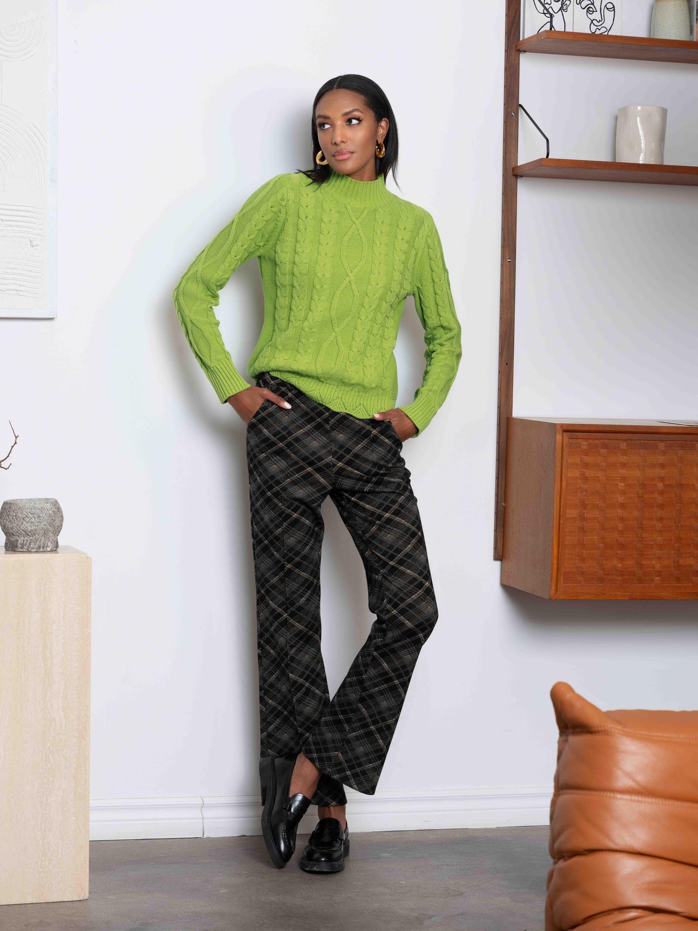 Plaid Straight-Leg Pants Alison Sheri