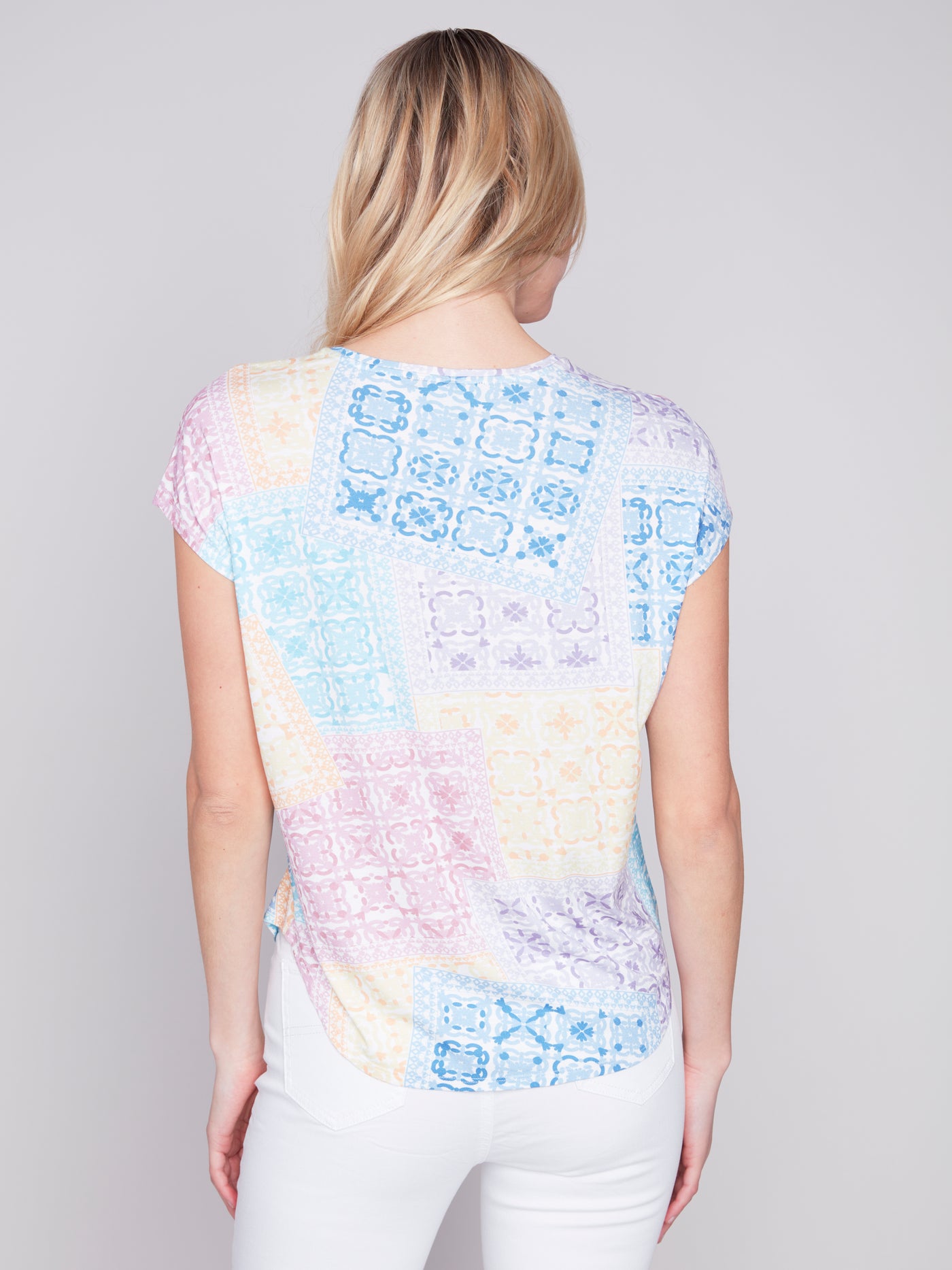 Charlie B Printed Sleeveless Crew Neck Top 