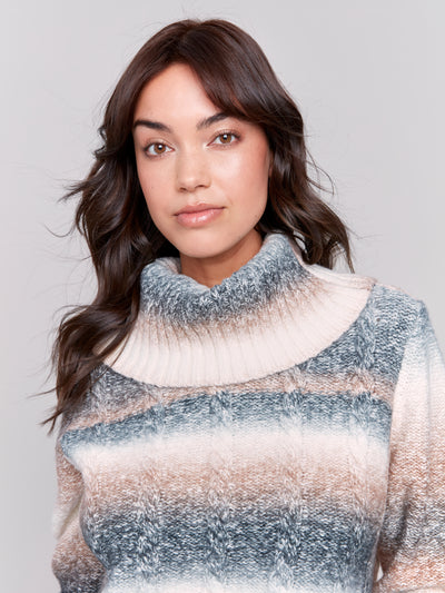 Two-Toned Cowl Neck Sweater Charlie B