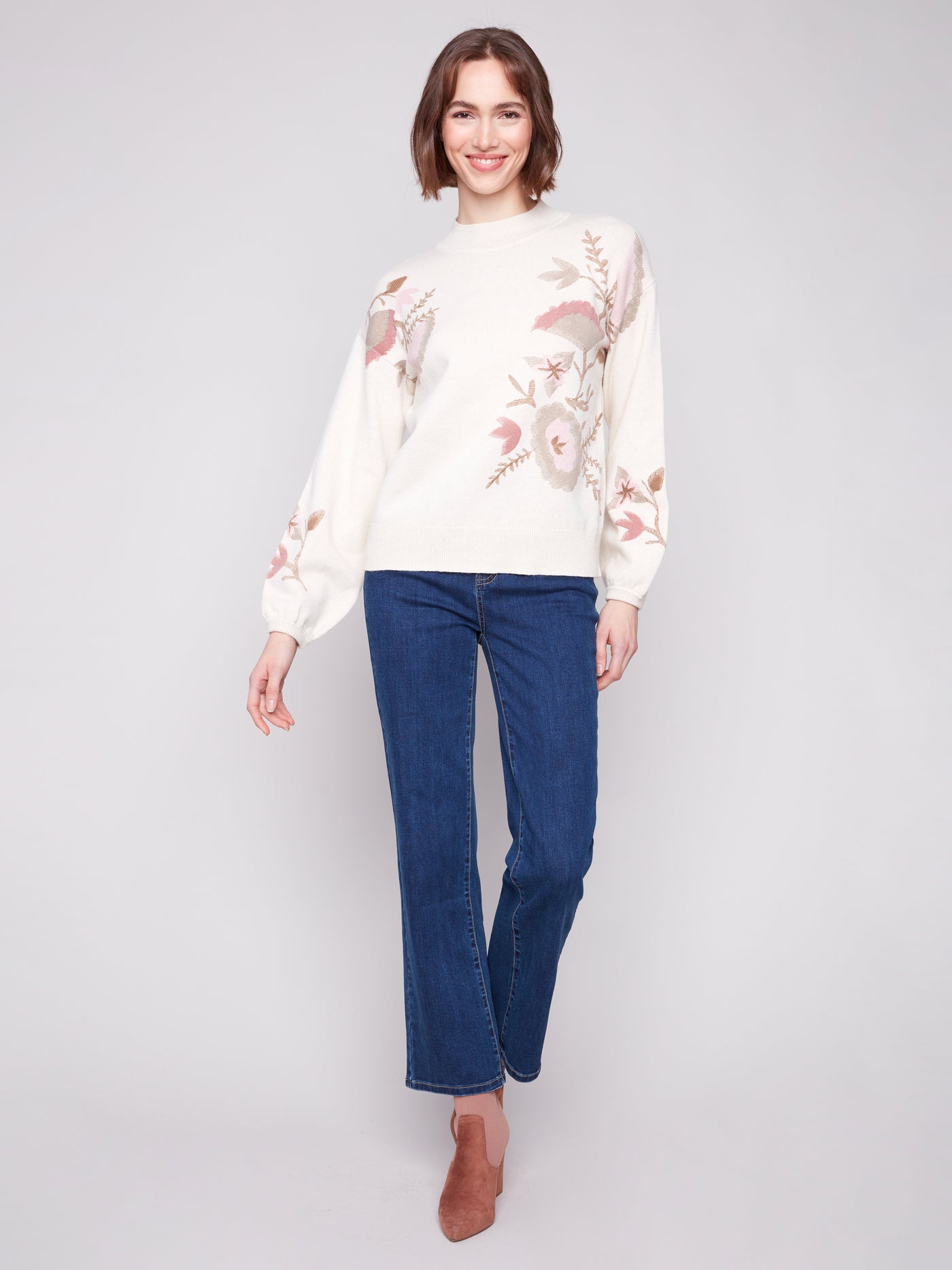 Printed Mock Neck Sweater Charlie B