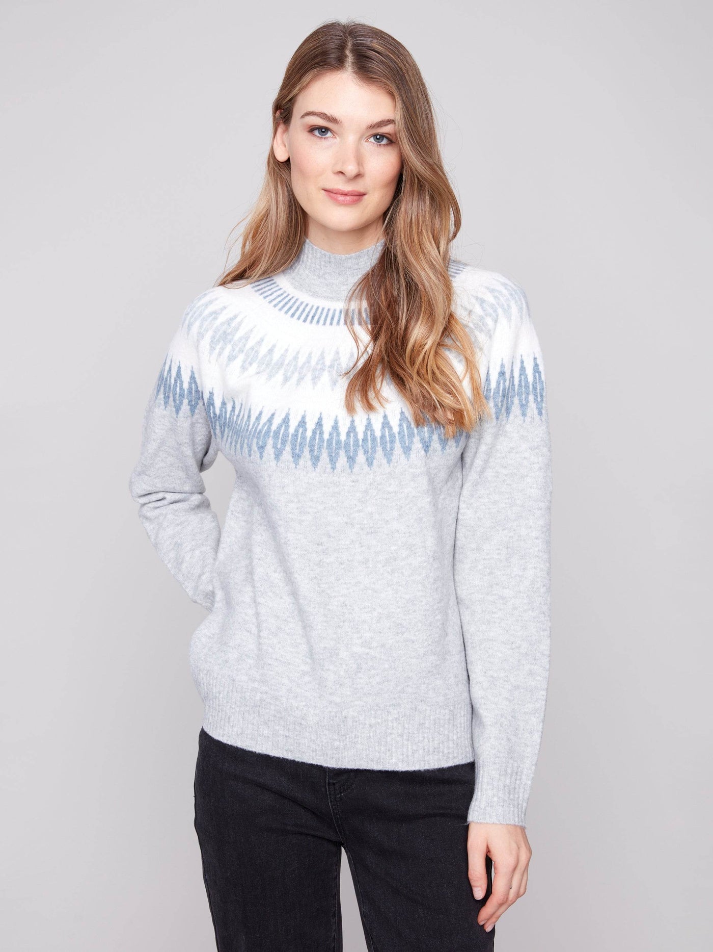 Après-Ski Jacquard Mock Neck Sweater - Dream Pants
