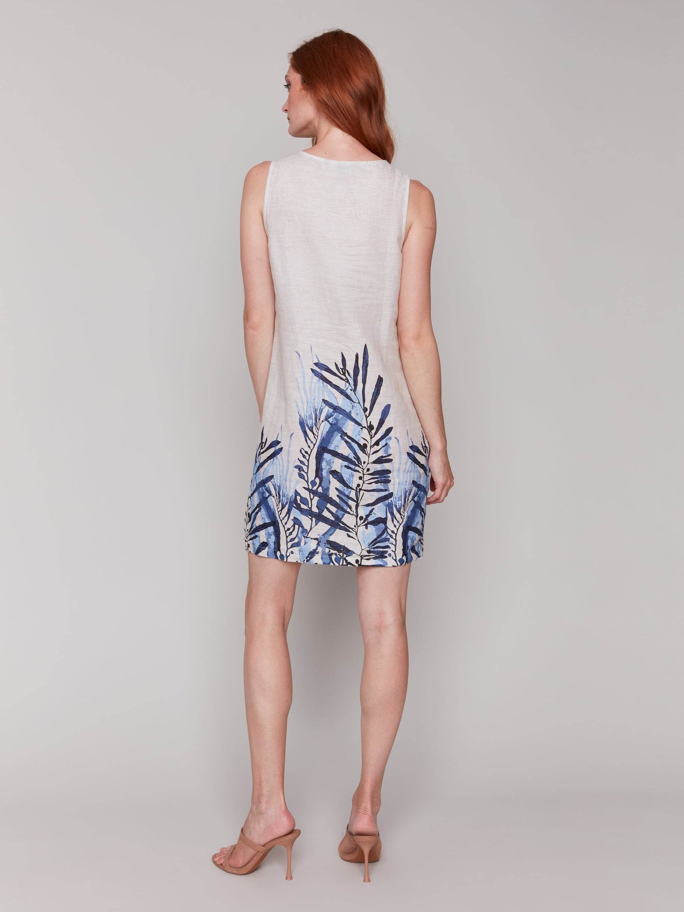 Printed Sleeveless Crew Neck Dress With Slit - Dream Pants