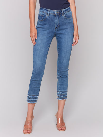 Frayed Hem Cropped Denim Pants