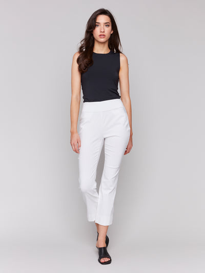 Solid Pull On Stretch Cropped Cuffed Pant Charlie B