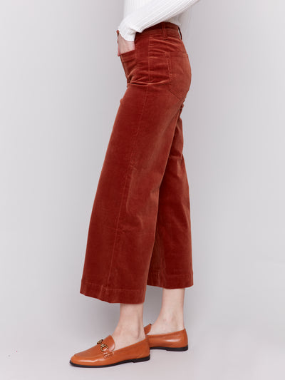 Patch Pocket Corduroy Flare Pants Charlie B