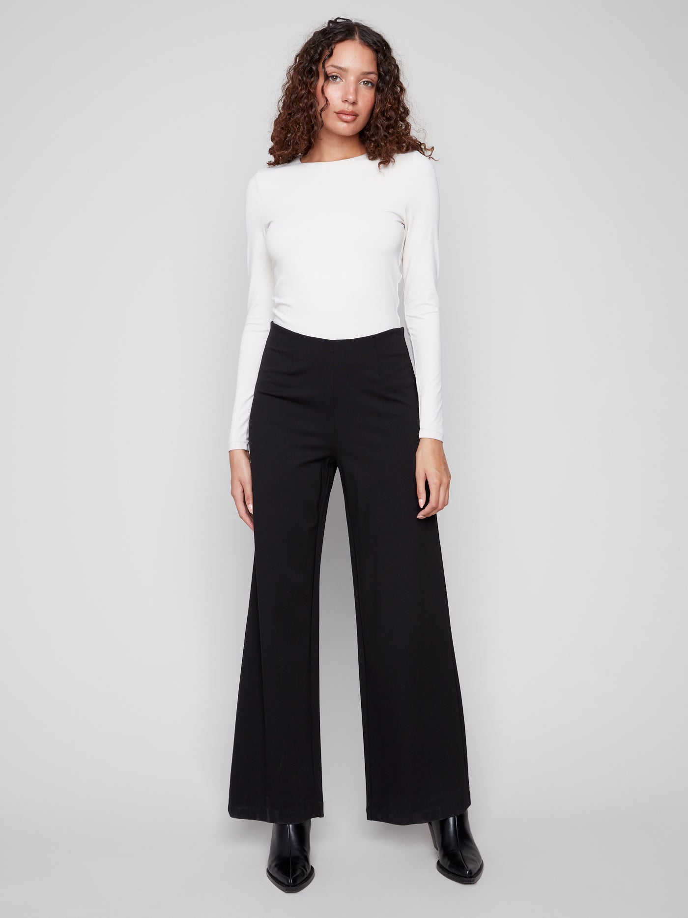 Pull-On Ponte Wide Leg Pants Charlie B