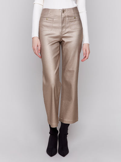 Metallic Wax Flared Pants Charlie B