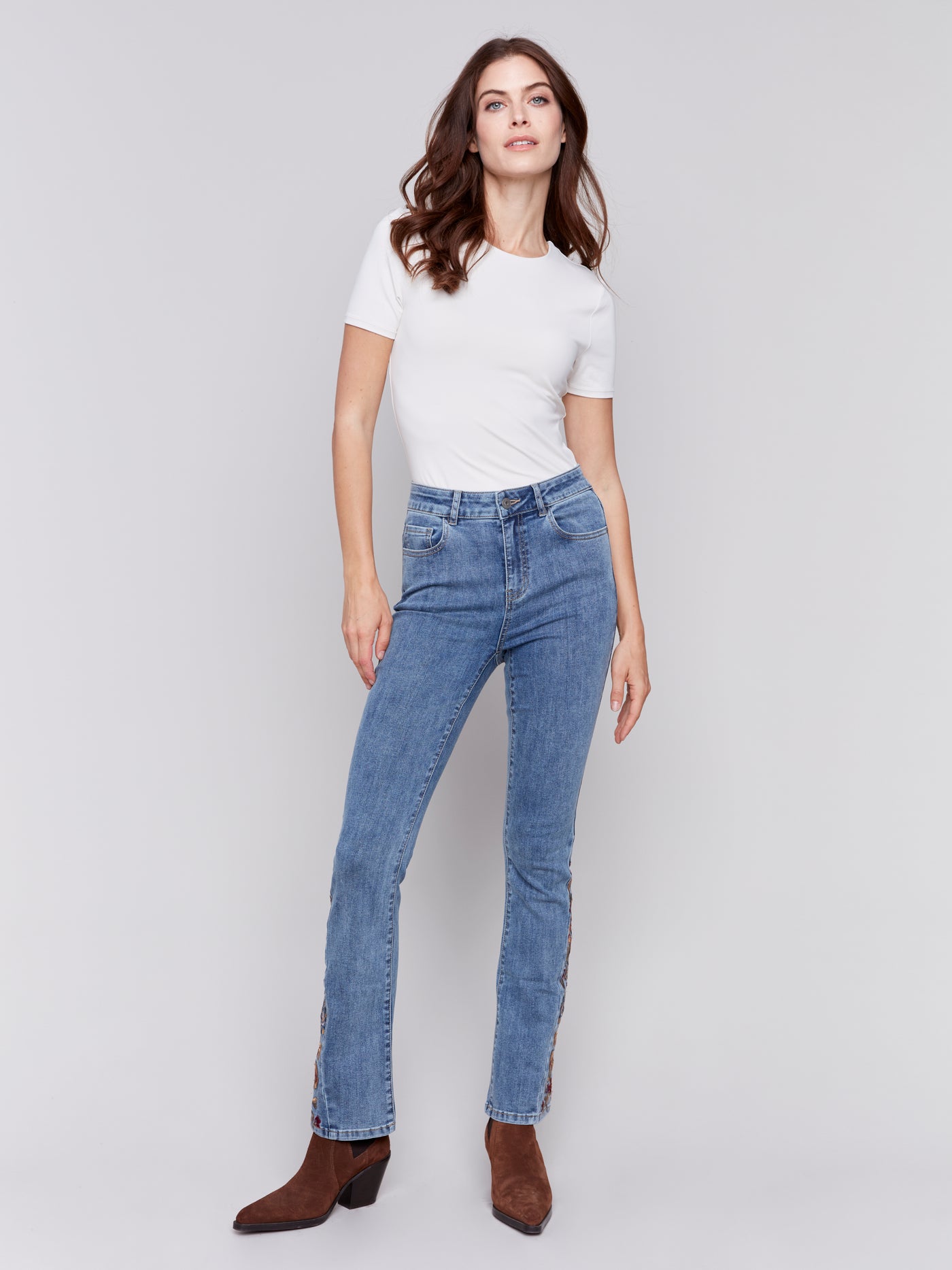 Bootcut Jeans with Floral Embroidery Charlie B