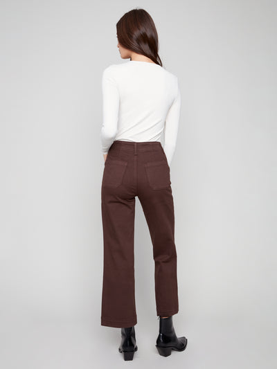 Cropped Wide Leg Stretch Twill Pants Charlie B