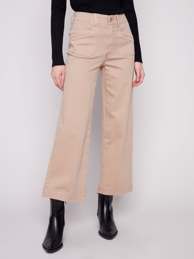 Cropped Wide Leg Stretch Twill Pants Charlie B
