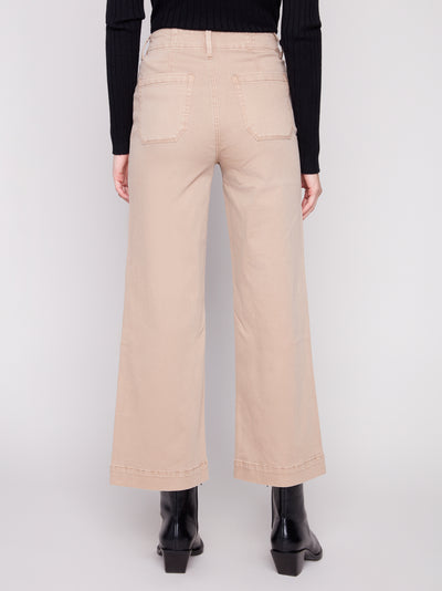 Cropped Wide Leg Stretch Twill Pants Charlie B