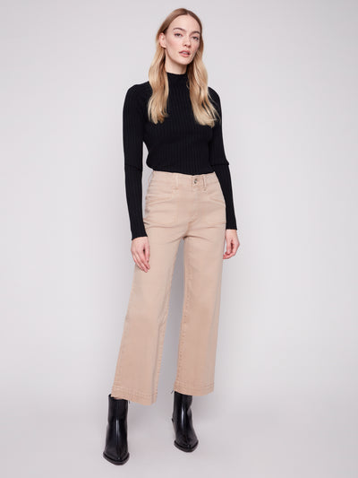 Cropped Wide Leg Stretch Twill Pants Charlie B