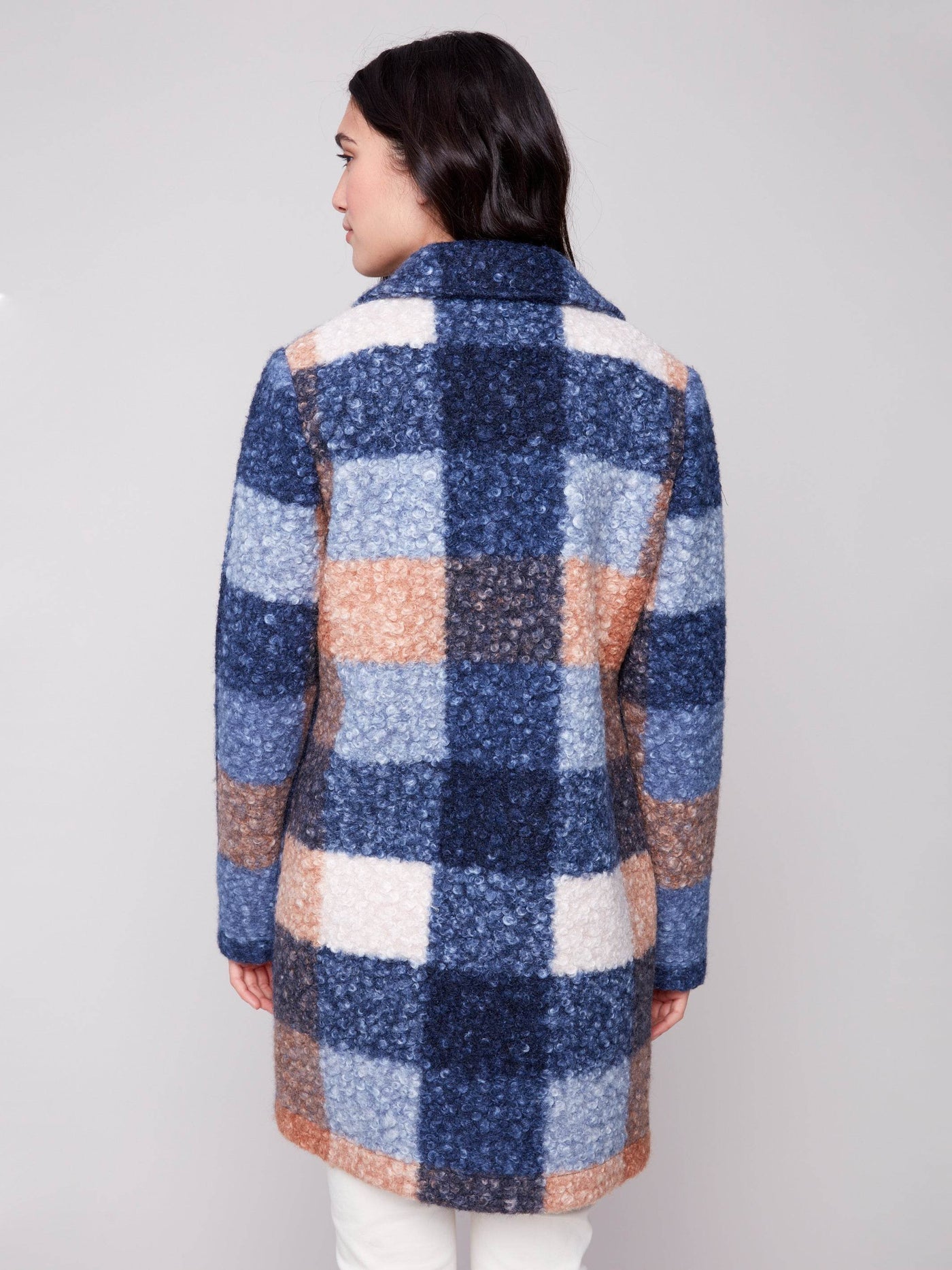 Plaid Bouclé Knit Coat - Dream Pants