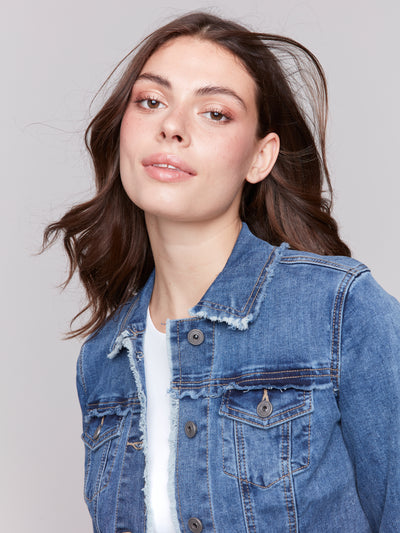 Jean Jacket with Frayed Edges Charlie B