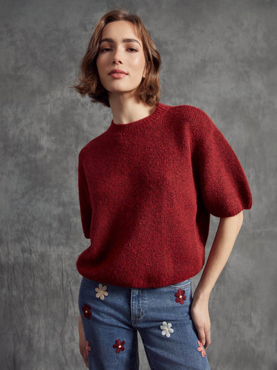 Balloon Elbow Sleeve Knit Sweater - Dream Pants