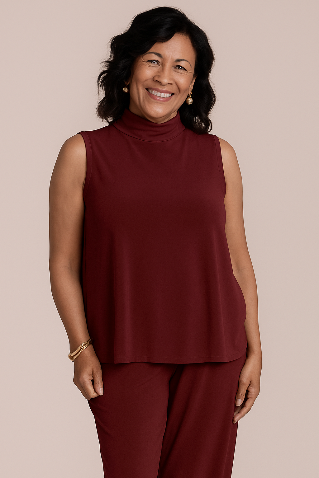 Sleeveless Echo Mock Neck Top Sympli