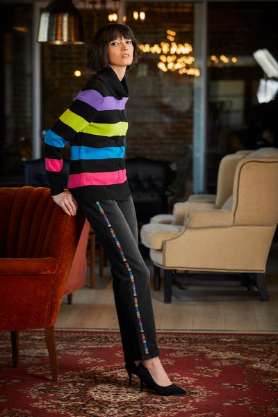 Cowl Neck Striped Sweater Elena Wang