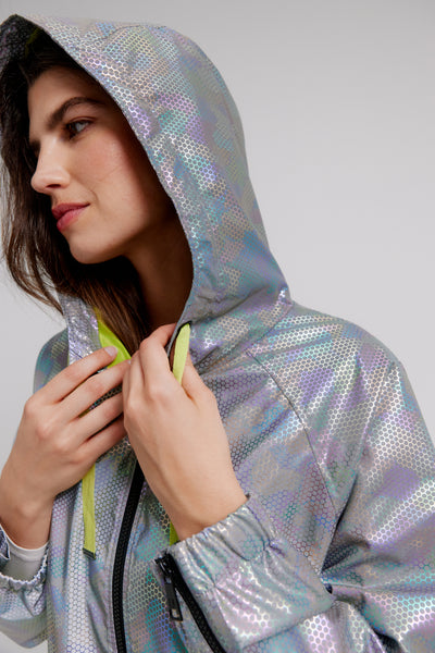 Nikki Jones Adjustable Hooded Blouson In Printed Reflective Fabric 