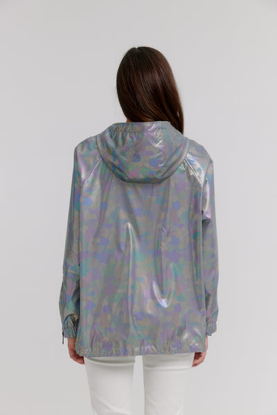 Nikki Jones Adjustable Hooded Blouson In Printed Reflective Fabric 