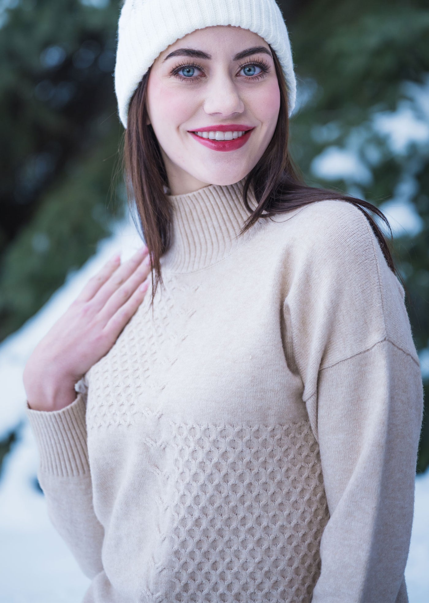 Marielle Novelty Stitch Mockneck Lisette L