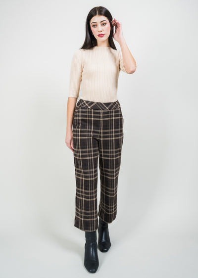 Mocha Plaid 25" Wide Crop Lisette L