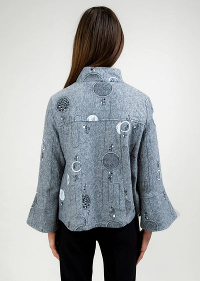 Bell Sleeve Mandarin Collar Button Front Jacket Trisha Tyler