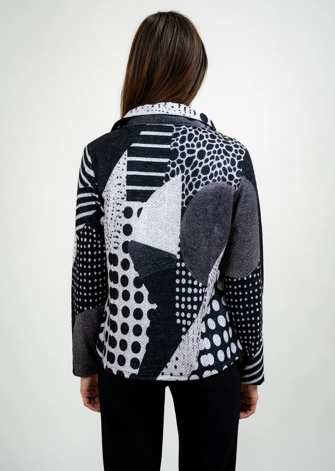 Printed Collared Shirt Jacket Trisha Tyler
