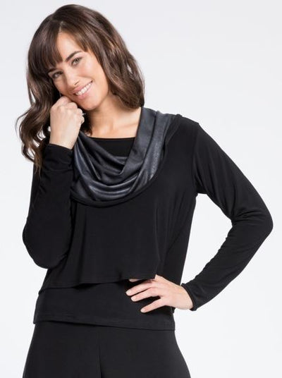 Sympli Storm Shorty Cowl Top, Long Sleeves 