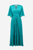 Satin Fit and Flare Pleated Dress with Knot Waist Detail Joseph Ribkoff