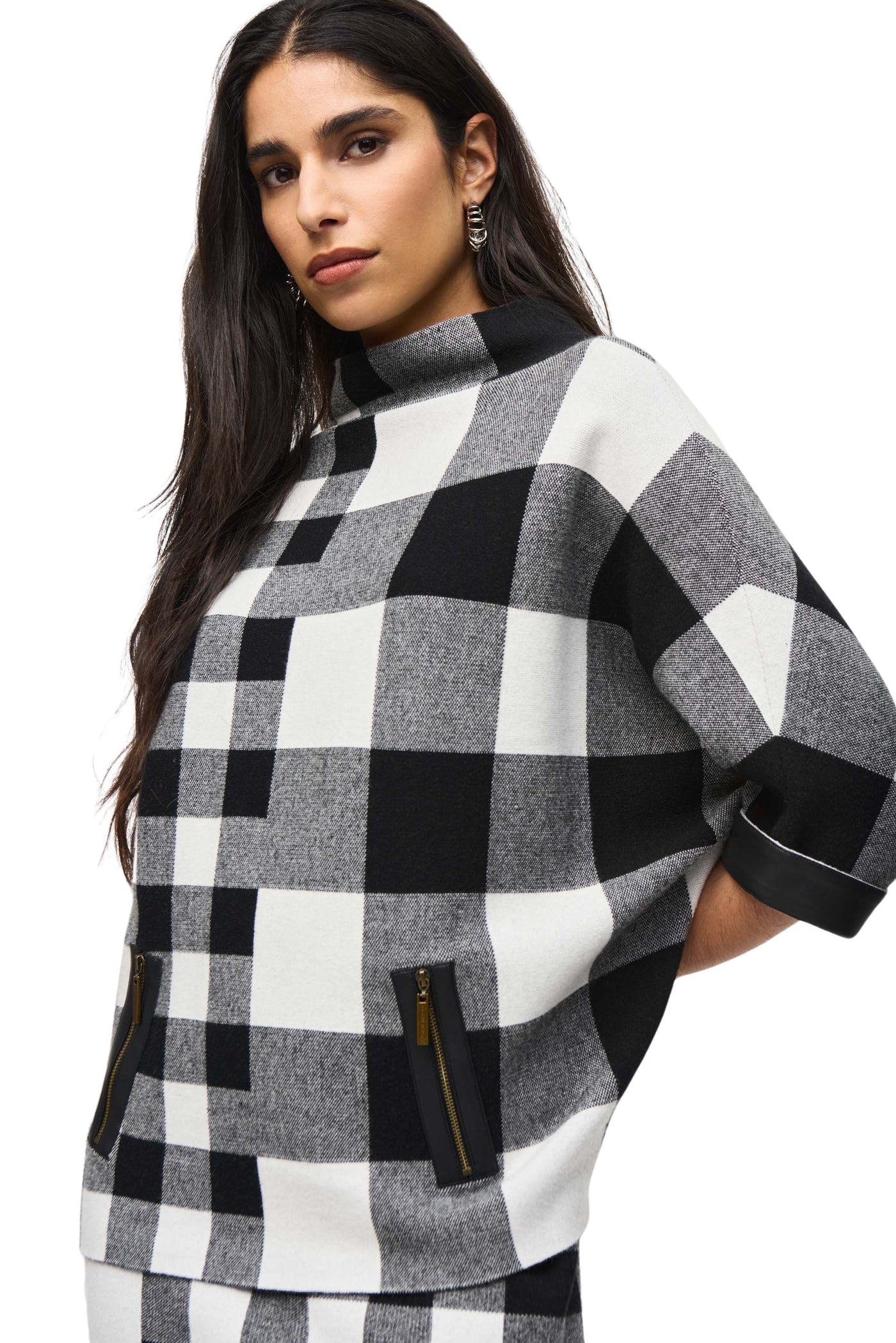 Plaid Jacquard Knit Sweater Joseph Ribkoff