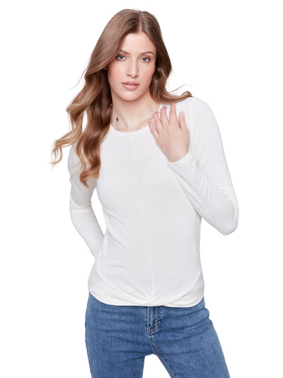 Soft Jersey Basic Top With Front Knot Charlie B