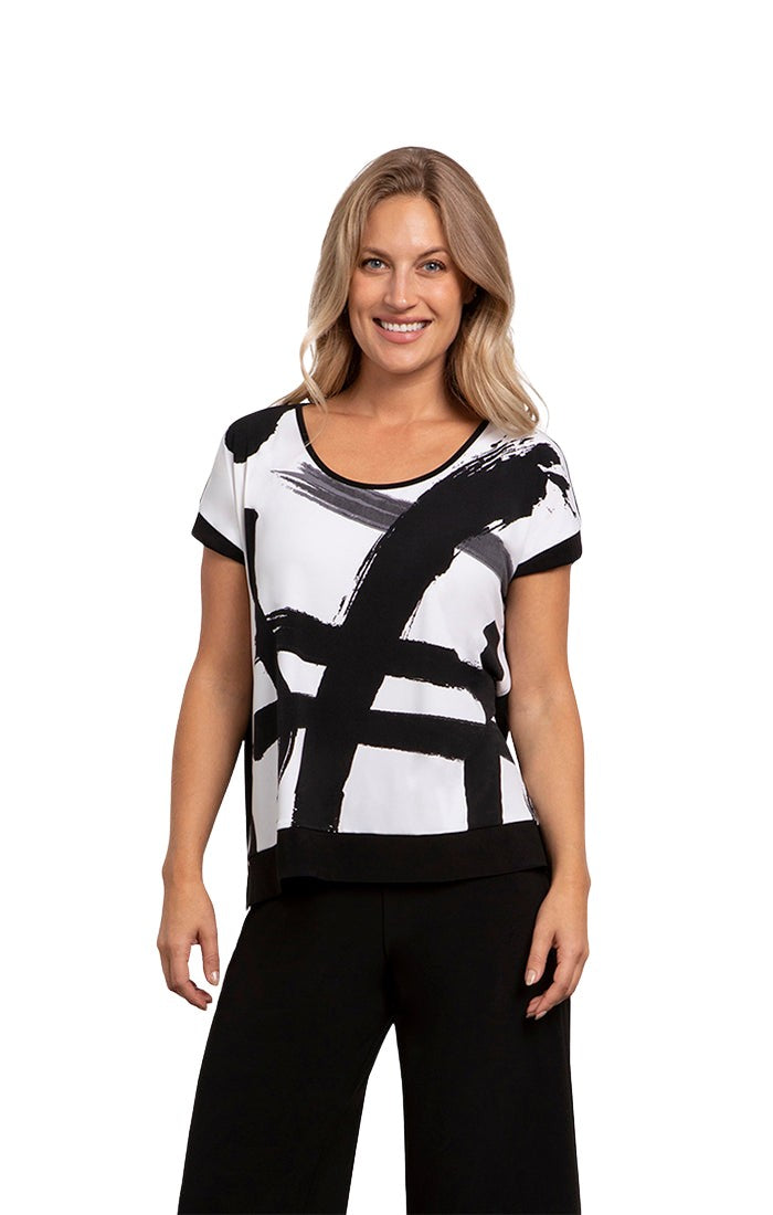 Dolman Scoop Neck Boxy Top, Cap Sleeve Sympli