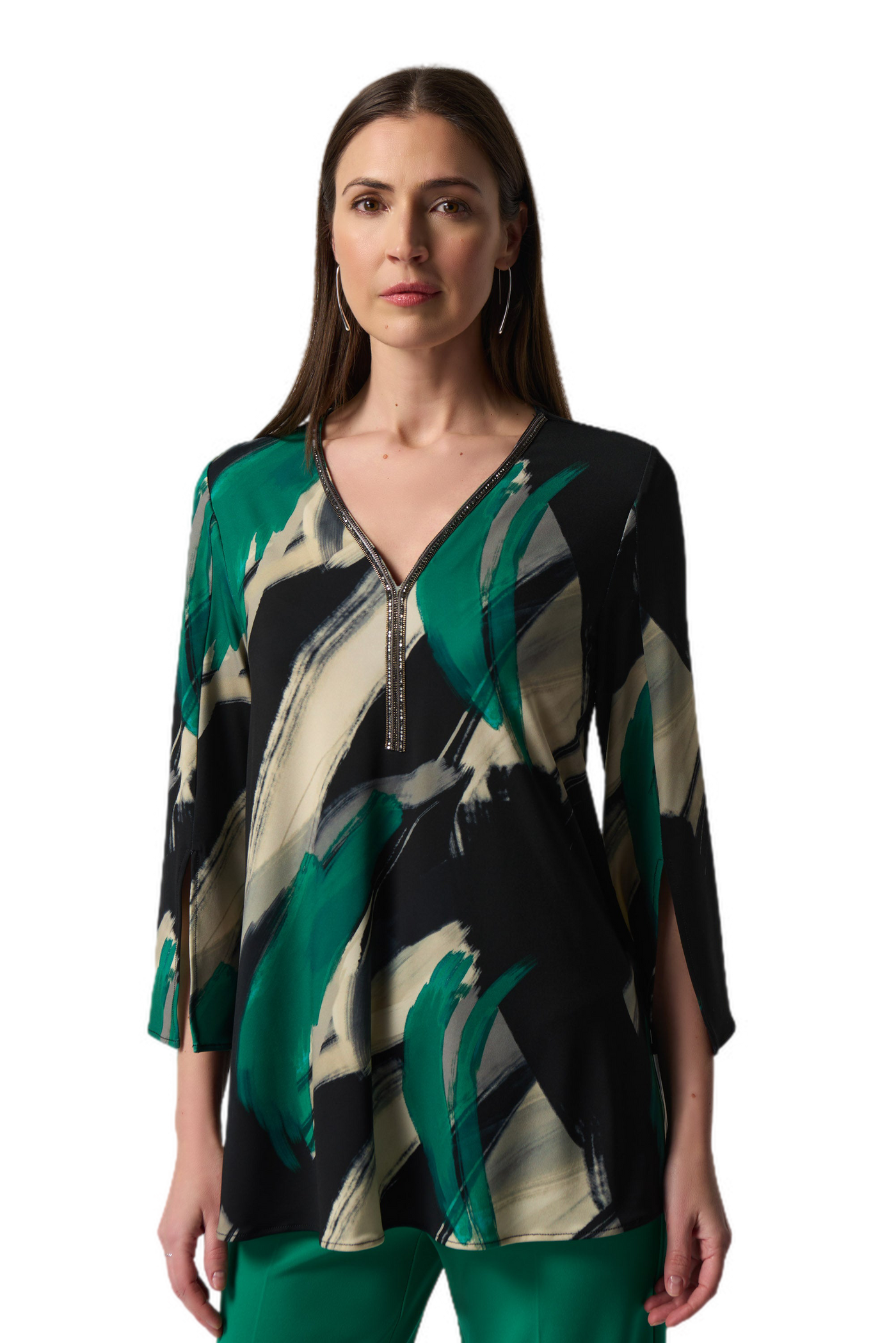 Joseph Ribkoff Abstract Print Fit-and-Flare Tunic 