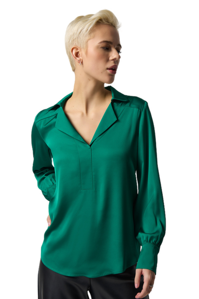 Joseph Ribkoff Notched Collar Satin Blouse 