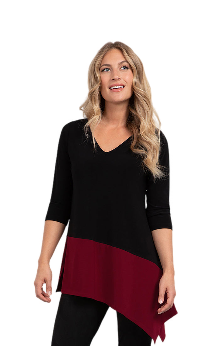 Sympli Color Block Reversible Angle Top, 3/4 Sleeve 